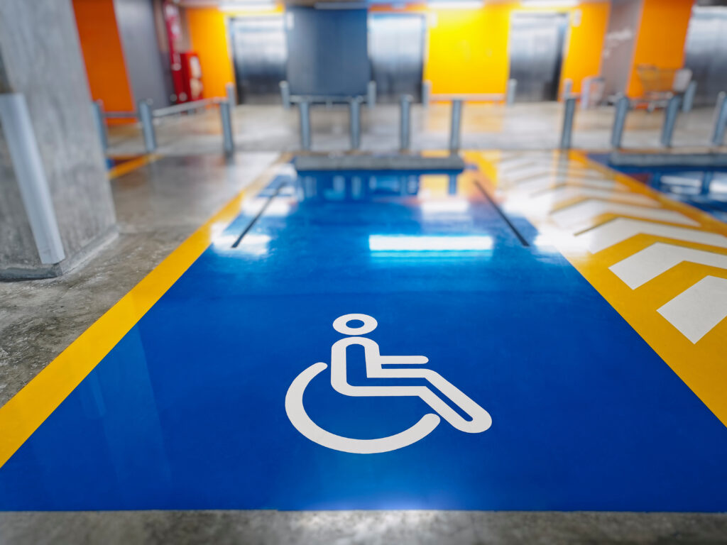 Disabled access signage in public area